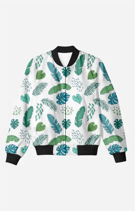AOP Men Tropical Leafscape Bomber Jacket Whozbrand