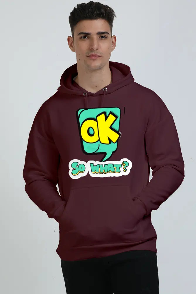Non AOP Men Bold Attitude Oversized Hooded Sweatshirt Whozbrand