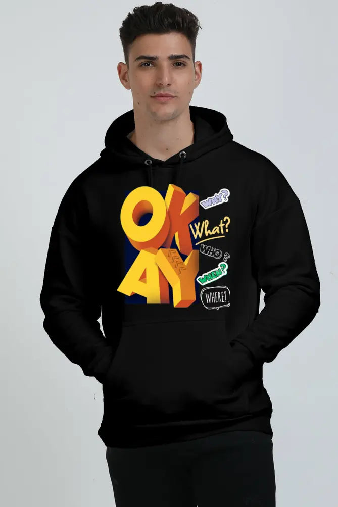 Non AOP Men Mystery Oversized Hooded Sweatshirt Whozbrand