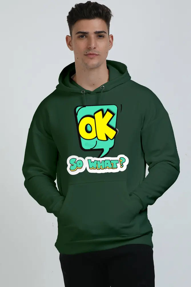 Non AOP Men Bold Attitude Oversized Hooded Sweatshirt Whozbrand