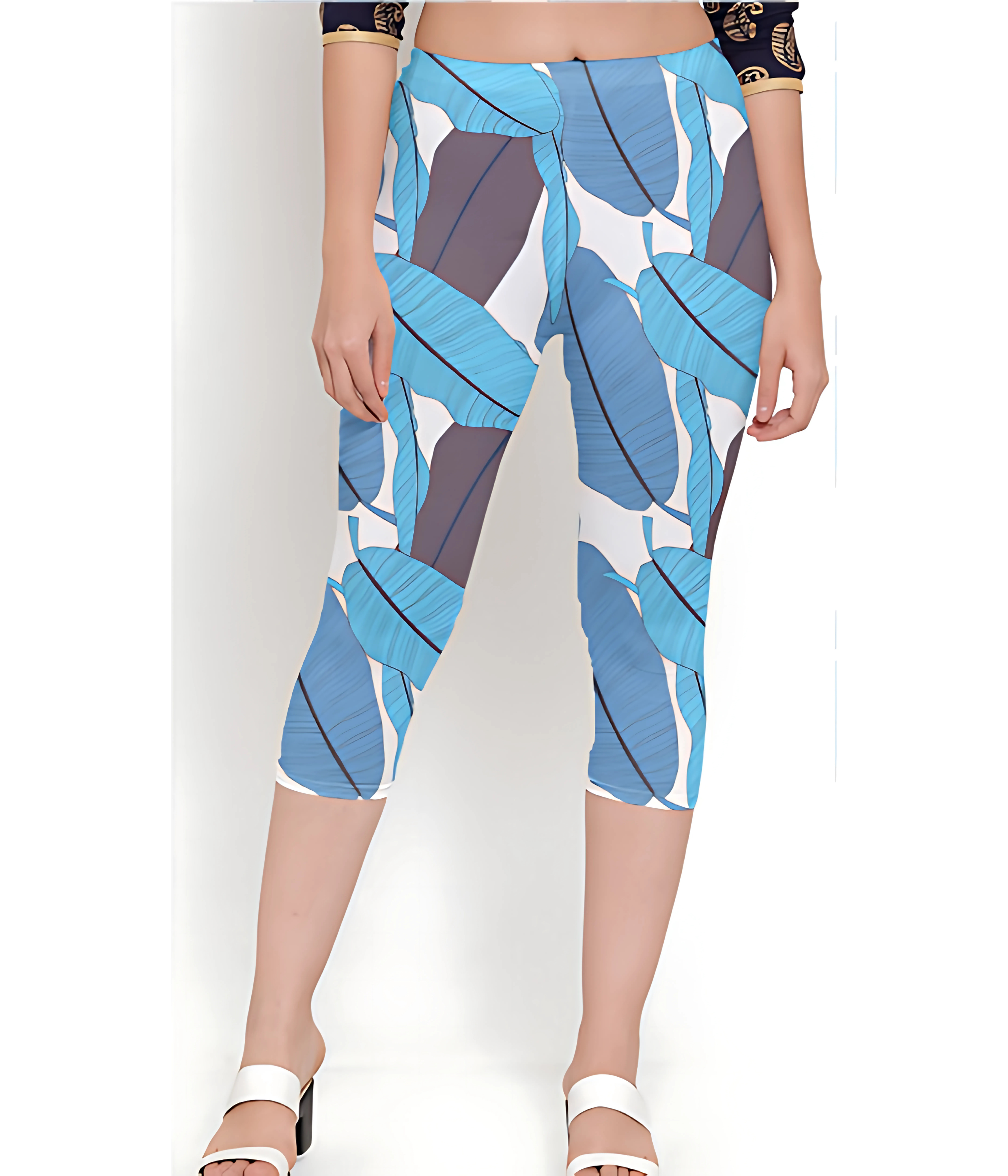 AOP Women Botanical Elegance Capri Leggings Whozbrand