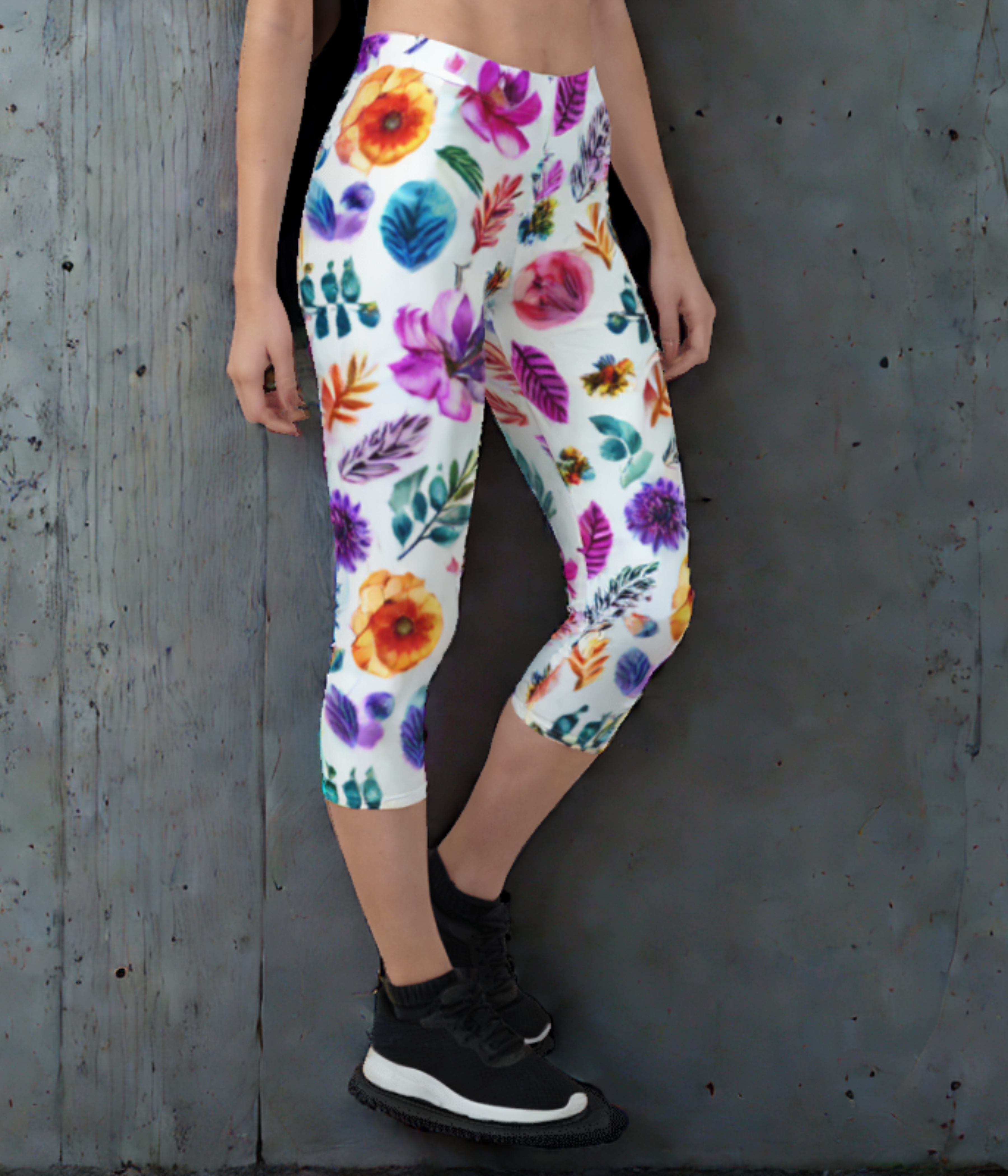AOP Women FloralChic Capri Leggings Whozbrand