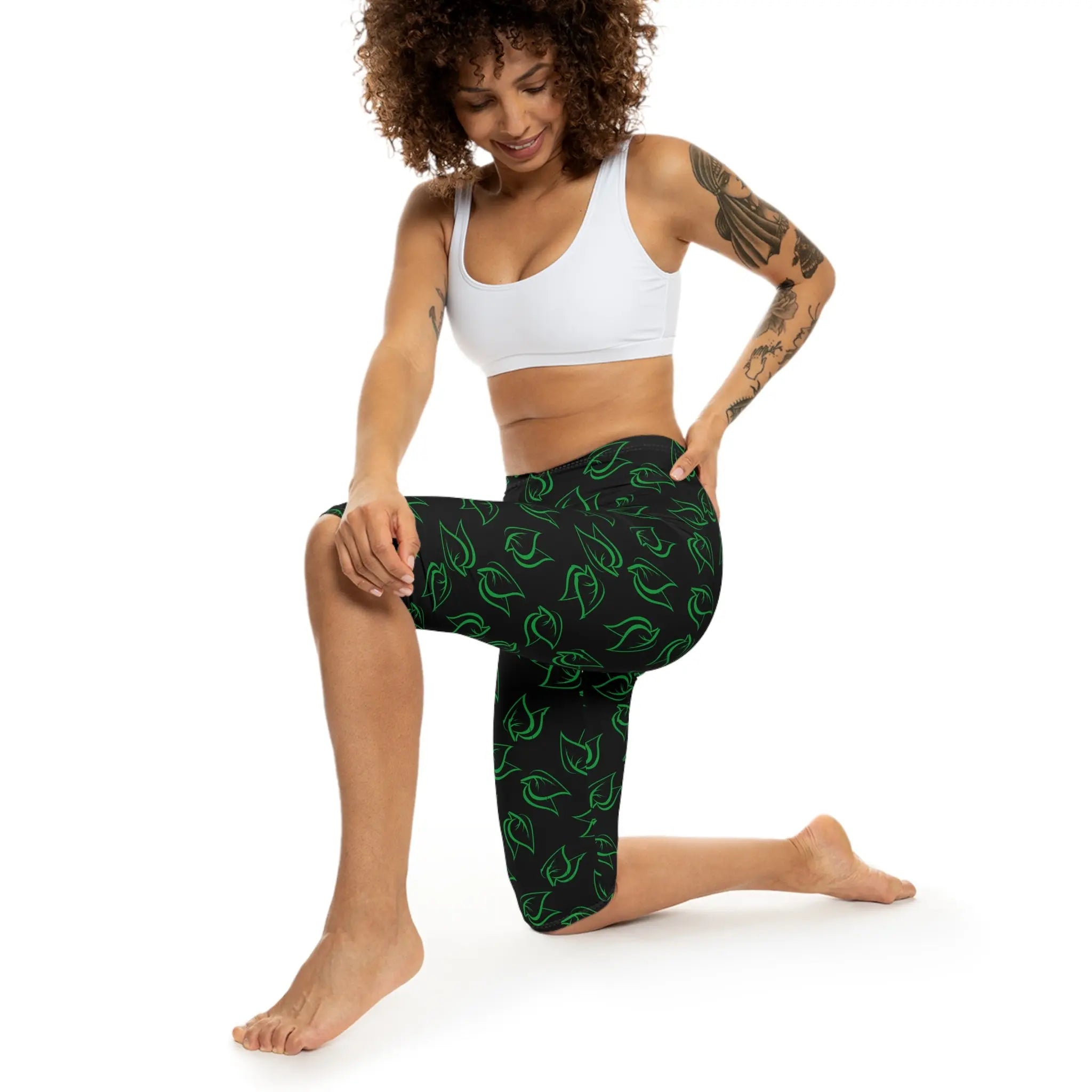 AOP Women VerdantLeaf Capri Leggings Whozbrand