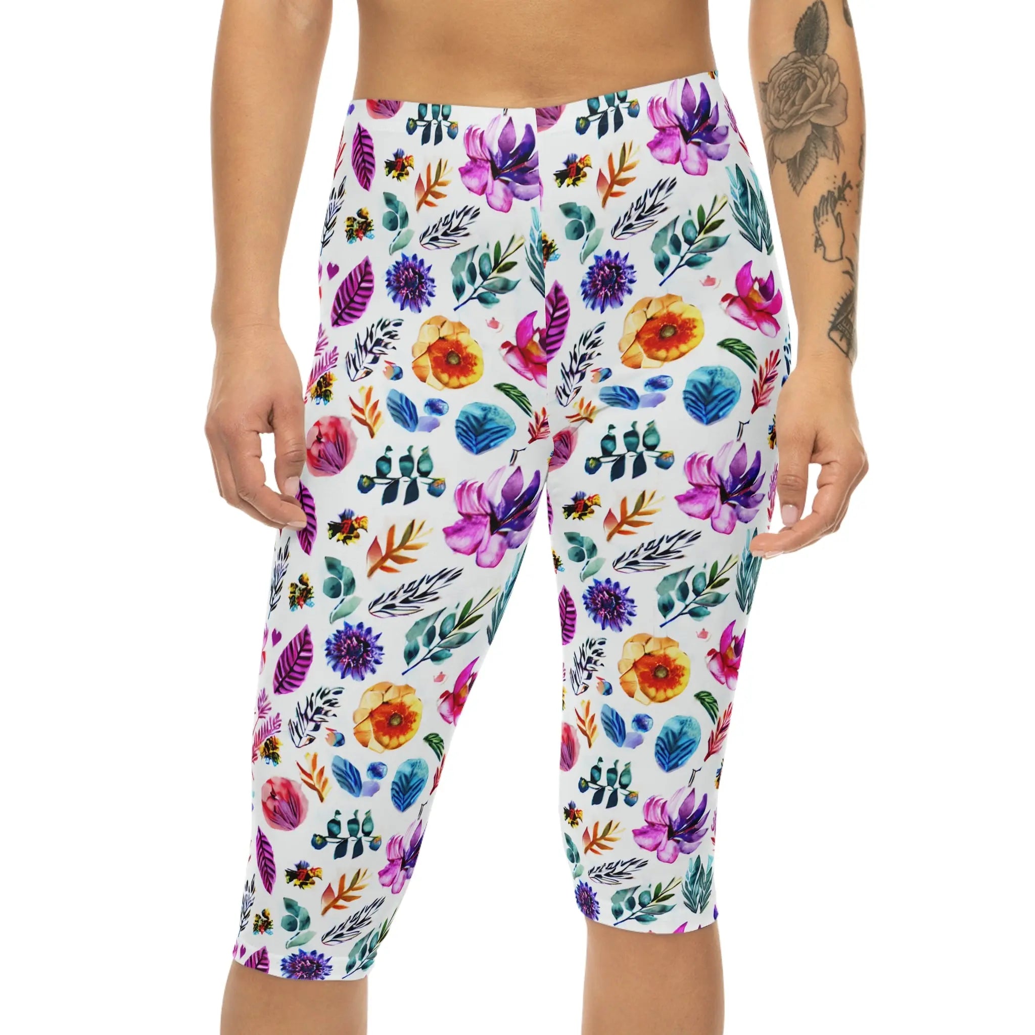 AOP Women FloralChic Capri Leggings Whozbrand