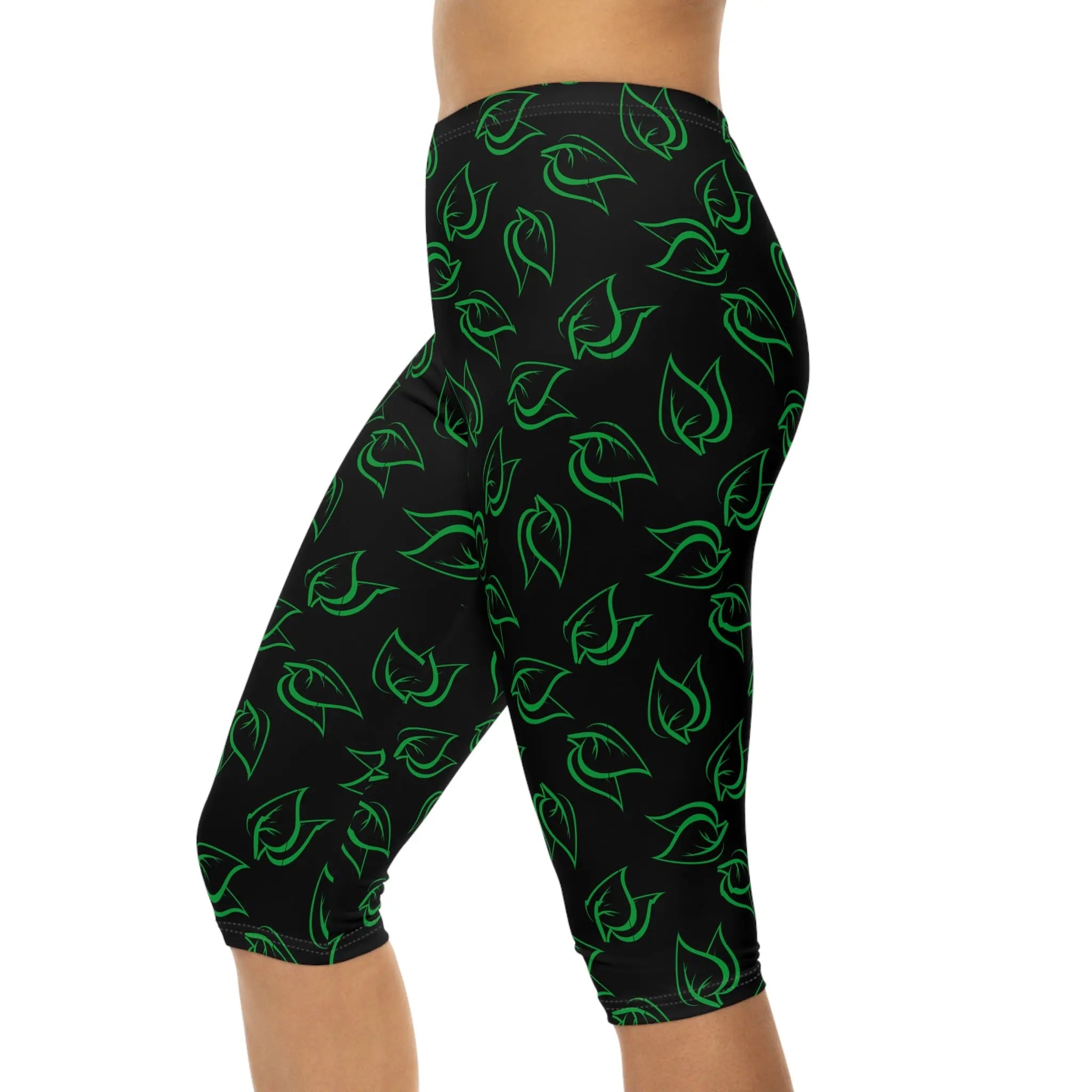AOP Women VerdantLeaf Capri Leggings Whozbrand