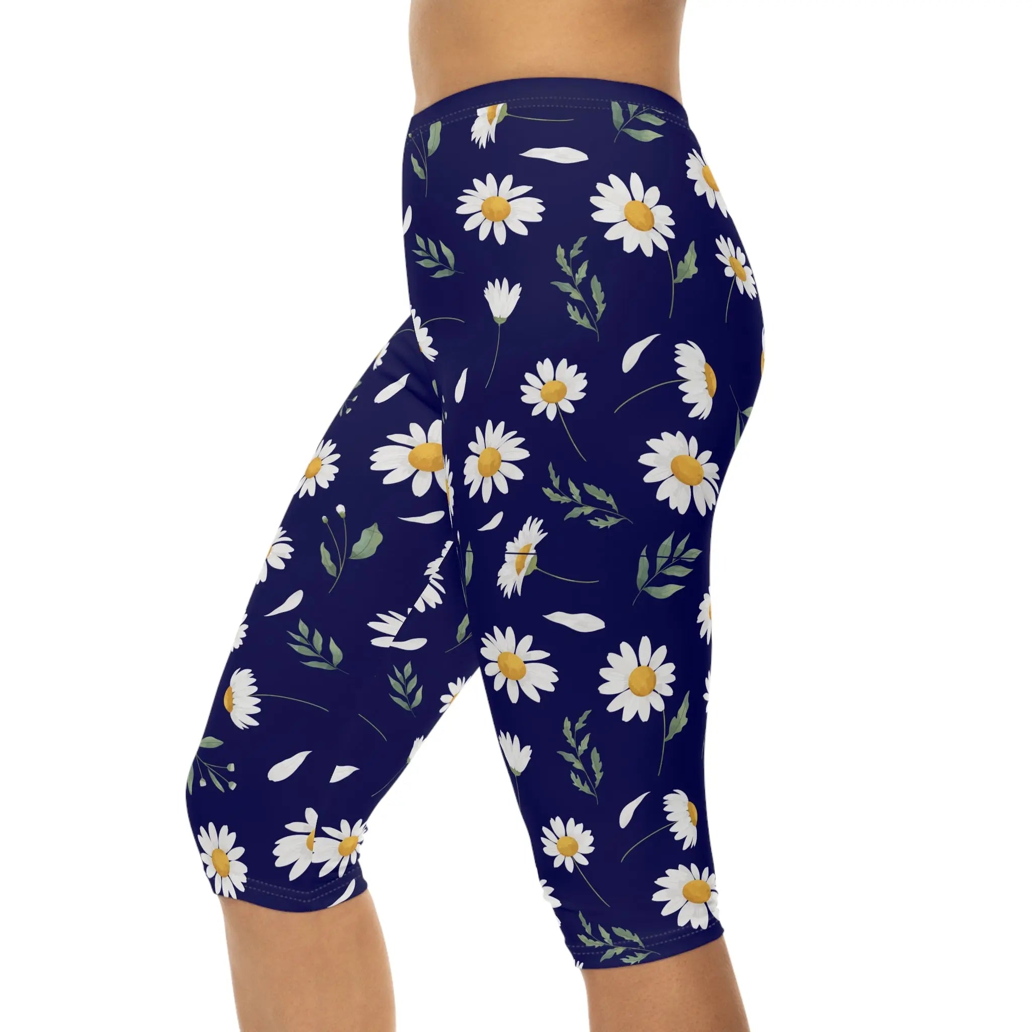 AOP Women AzureFloral Capri Leggings Whozbrand