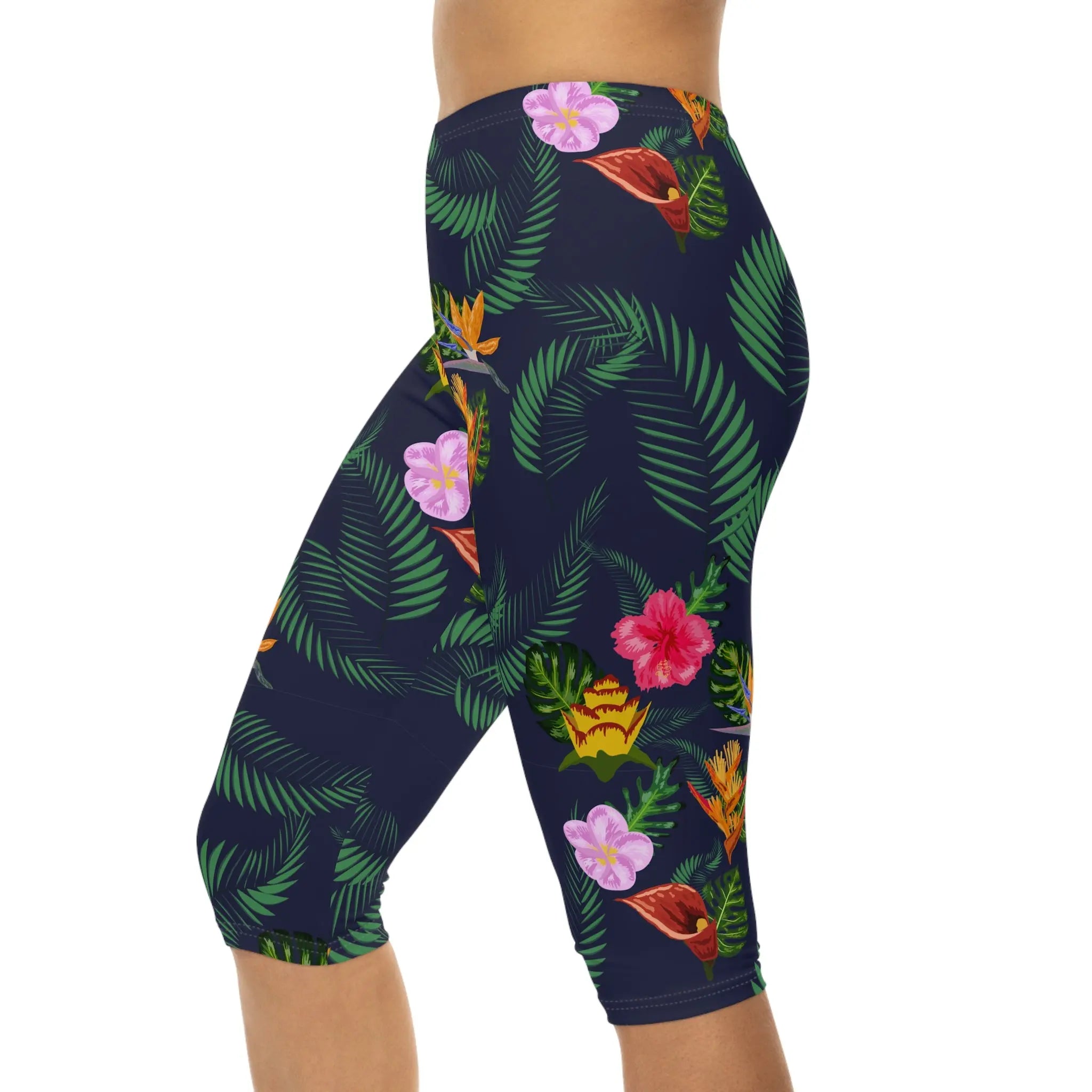 AOP Women Exotic Blooms Capri Leggings Whozbrand