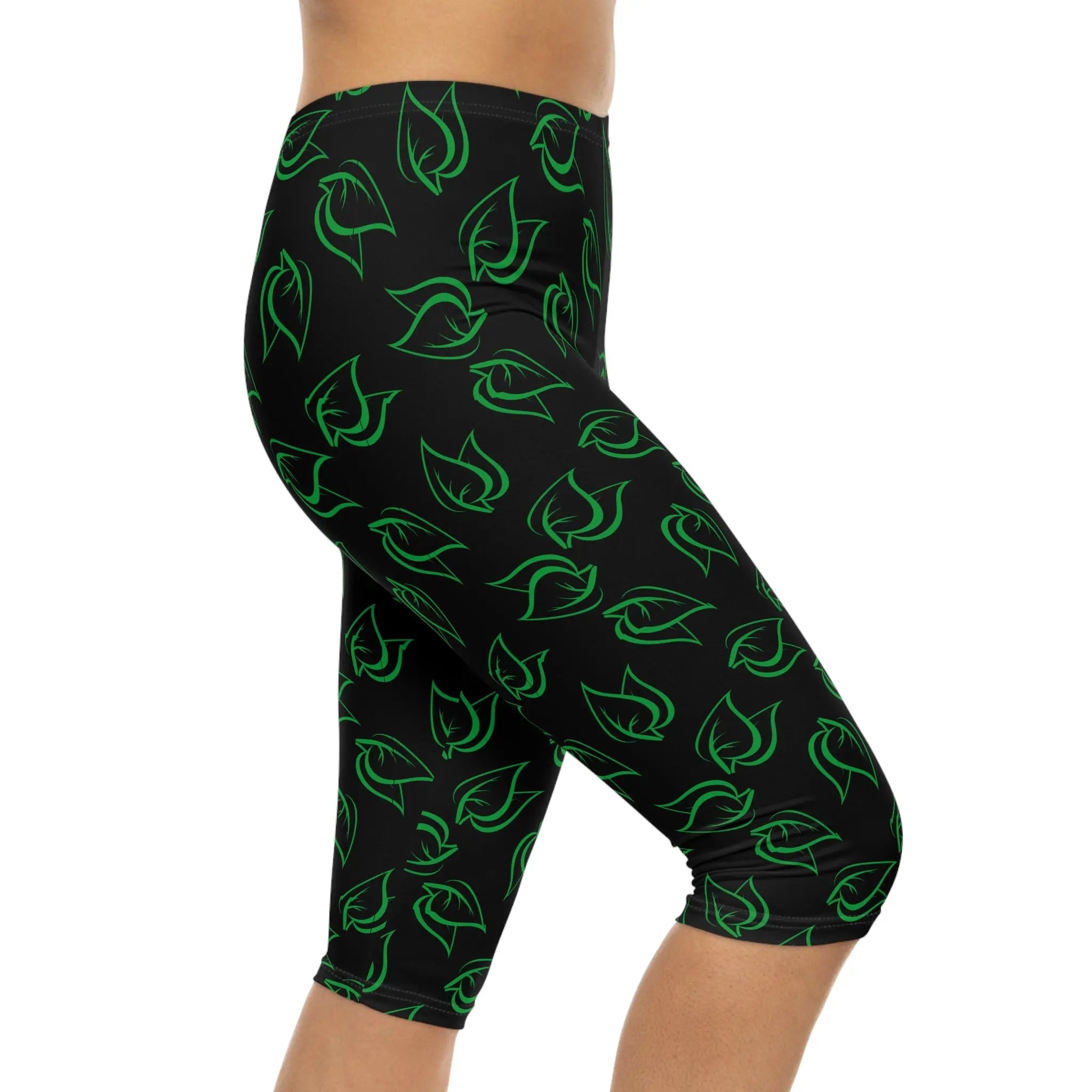 AOP Women VerdantLeaf Capri Leggings Whozbrand