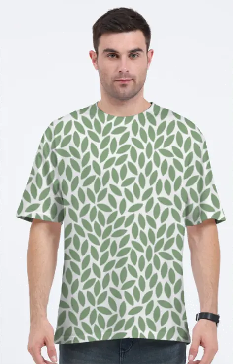 AOP Men LeafPrint Oversized Tshirt Whozbrand