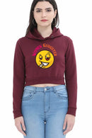 Non AOP Women Gangsterette Smiley Crop Hoodie Whozbrand