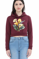 Non AOP Women Blossom Noir Crop Hoodie Whozbrand