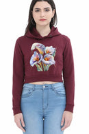 Non AOP Women Floral Noir Crop Hoodie Whozbrand