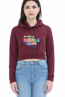 Non AOP Women Bubble Gum Crop Hoodie Whozbrand