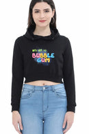 Non AOP Women Bubble Gum Crop Hoodie Whozbrand