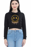 Non AOP Women Happy Vibes Crop Hoodie Whozbrand