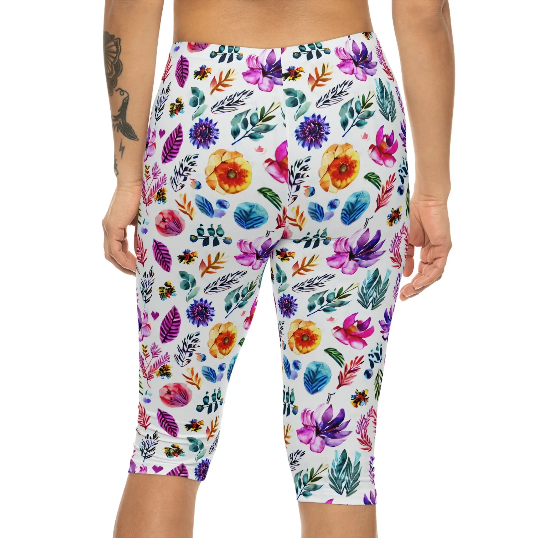 AOP Women FloralChic Capri Leggings Whozbrand