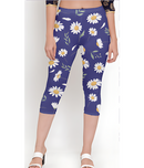 Printed Capri Leggings Women AzureFloral Whozbrand
