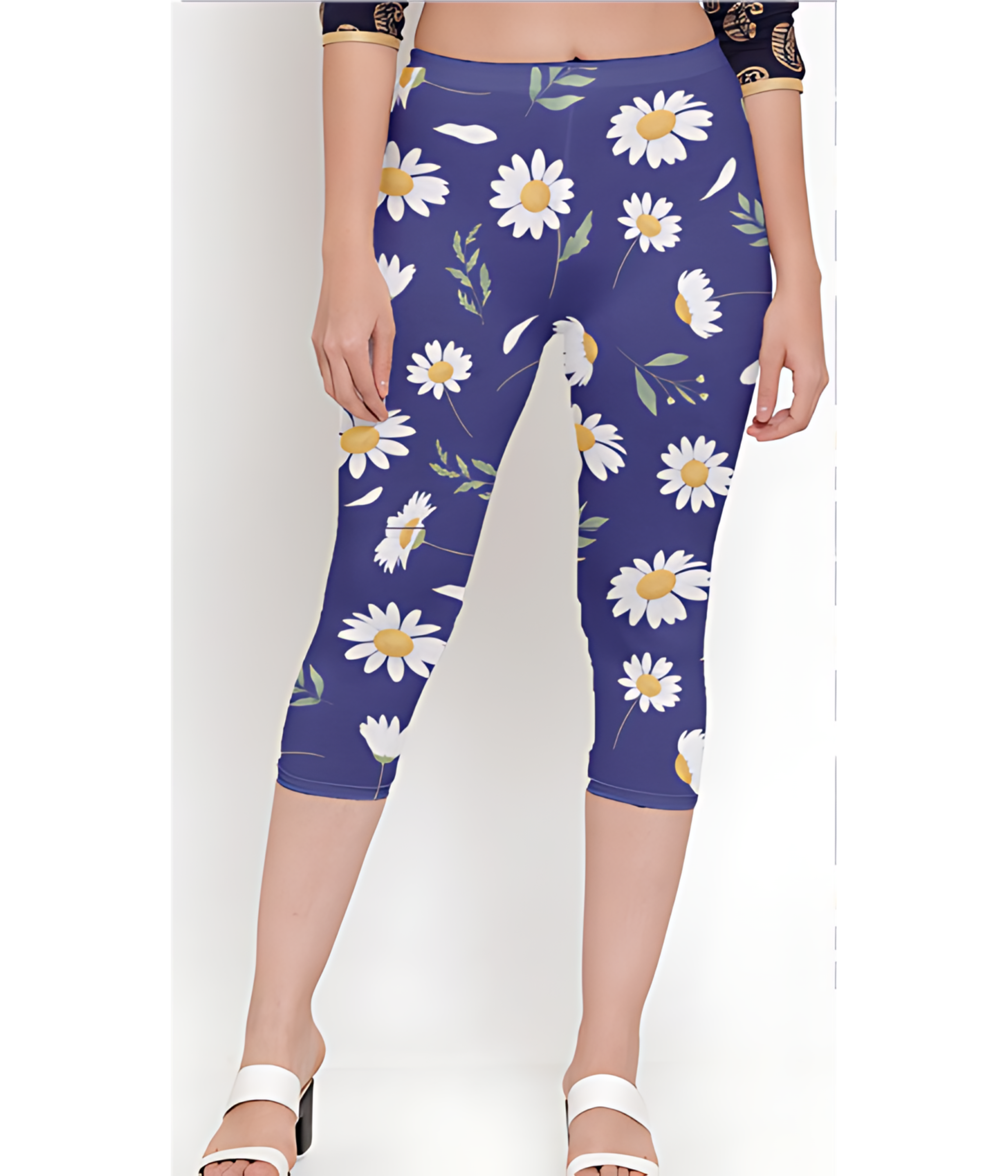 Printed Capri Leggings Azure Floral