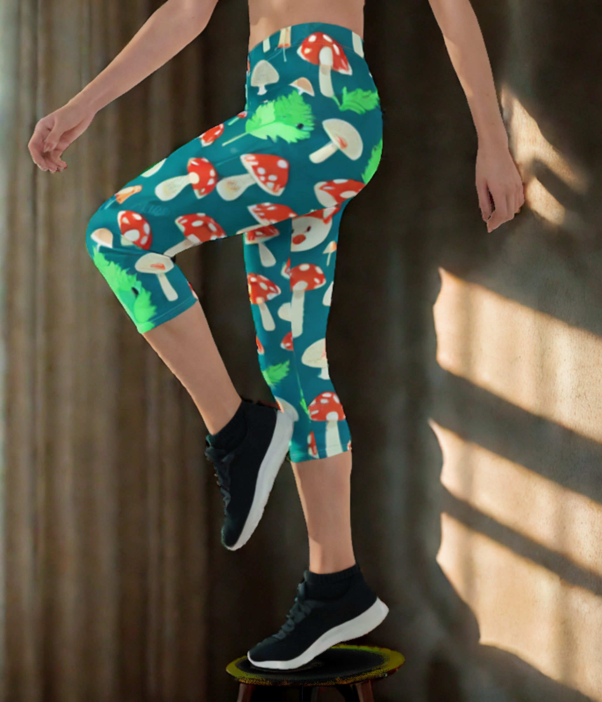 Printed Capri Leggings Mushroom Grove