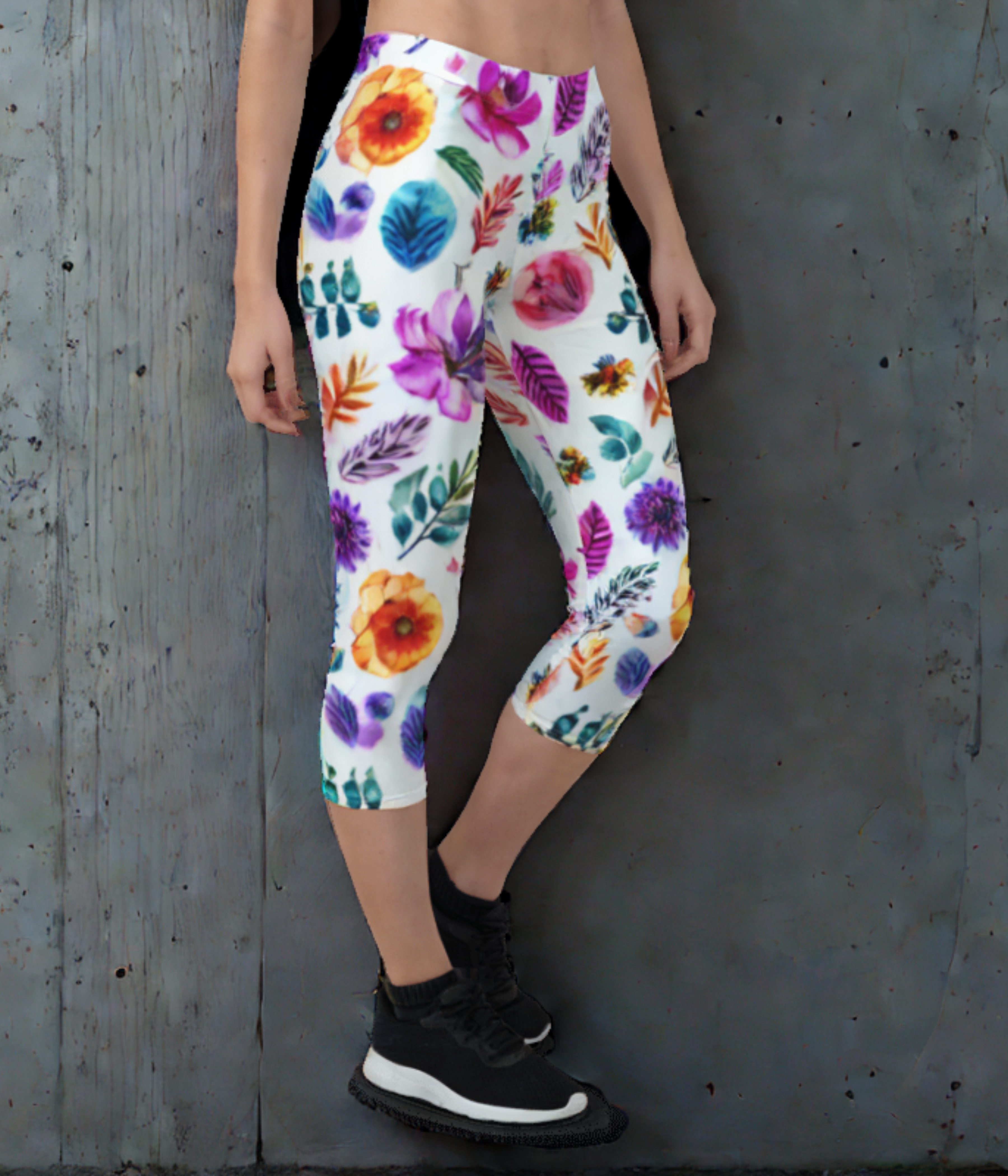 Printed Capri Leggings Floral Chic