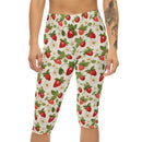 AOP Women Strawberry Delight Capri Leggings Whozbrand