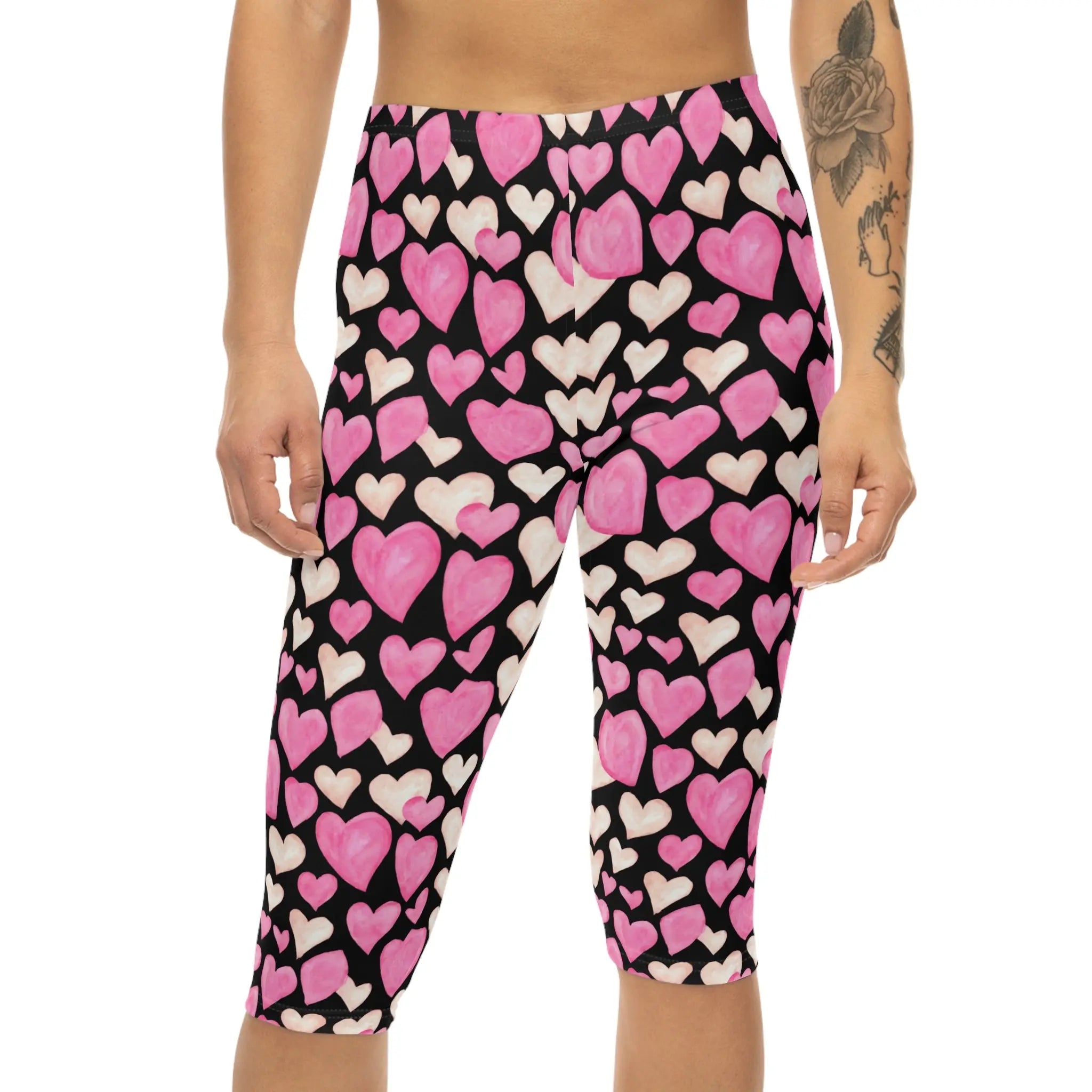 AOP Women CozyHearts Capri Leggings Whozbrand