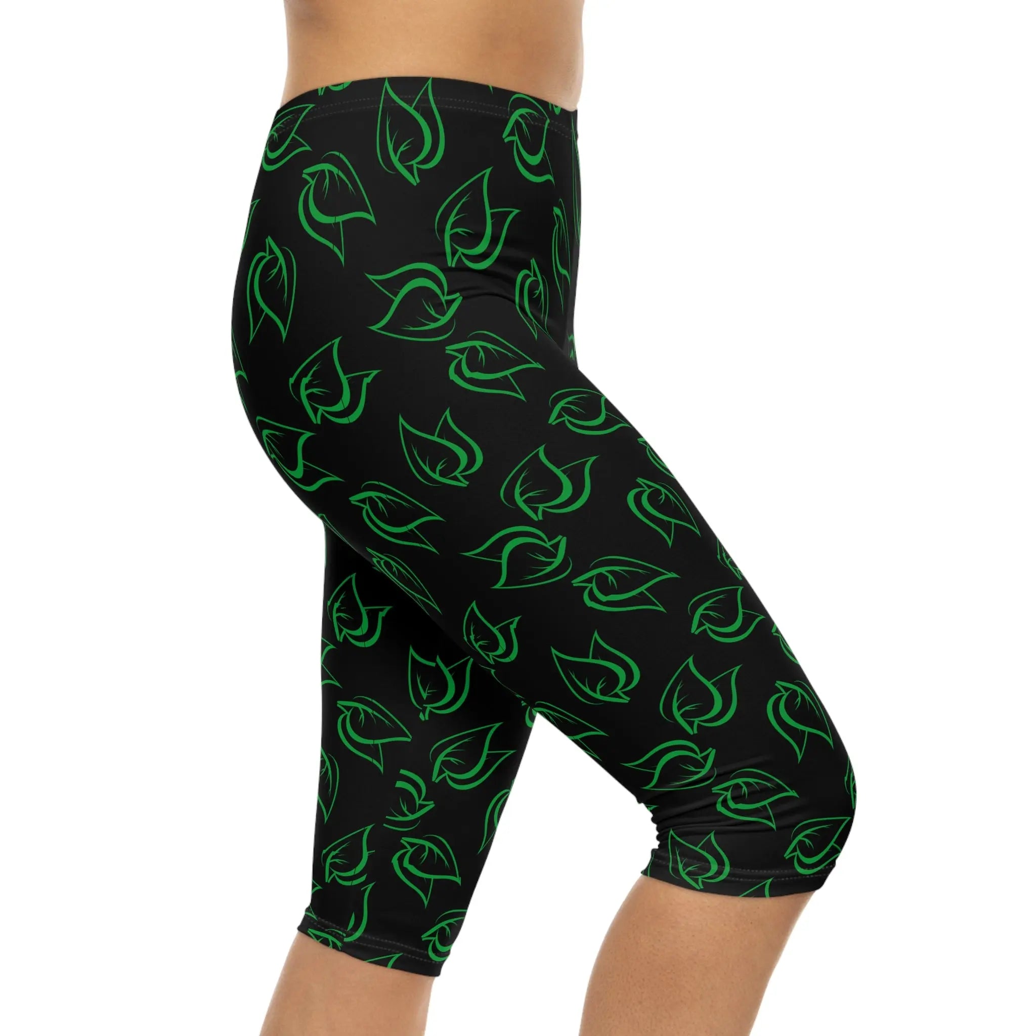 Printed Capri Leggings Verdant Leaf