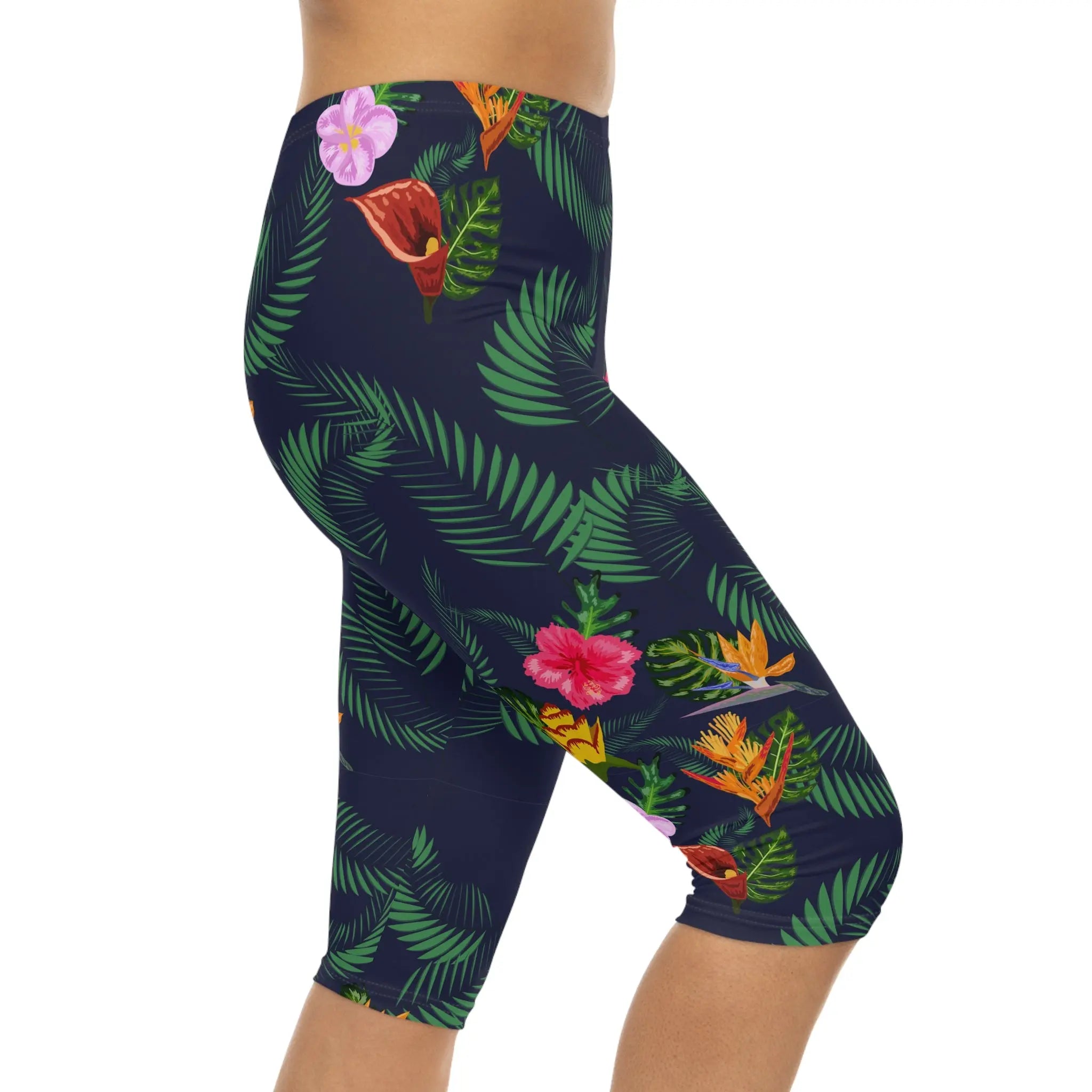 AOP Women Exotic Blooms Capri Leggings Whozbrand