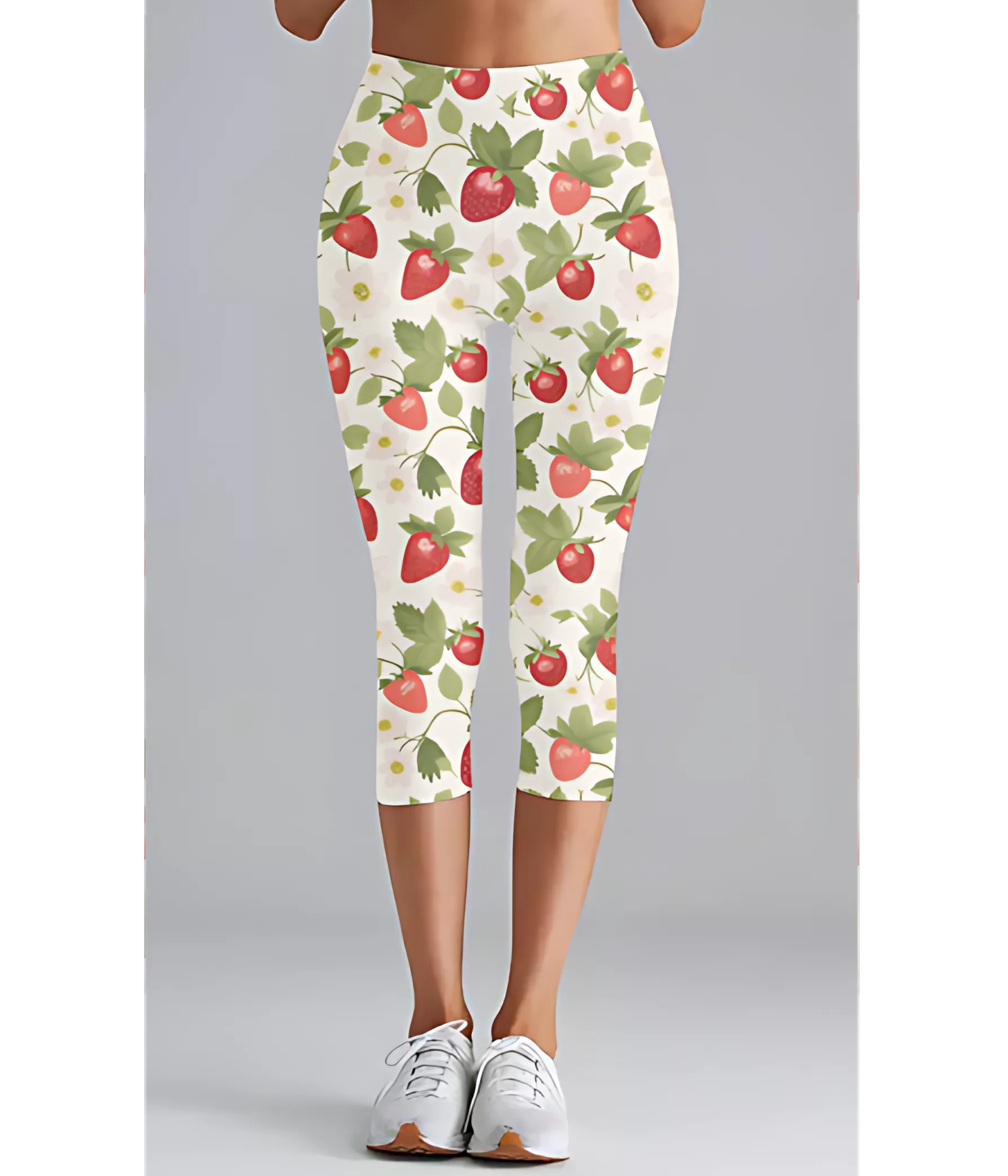 Printed Capri Leggings Strawberry Delight