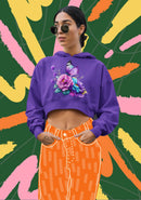 Non AOP Women Midnight Garden Crop Hoodie Whozbrand