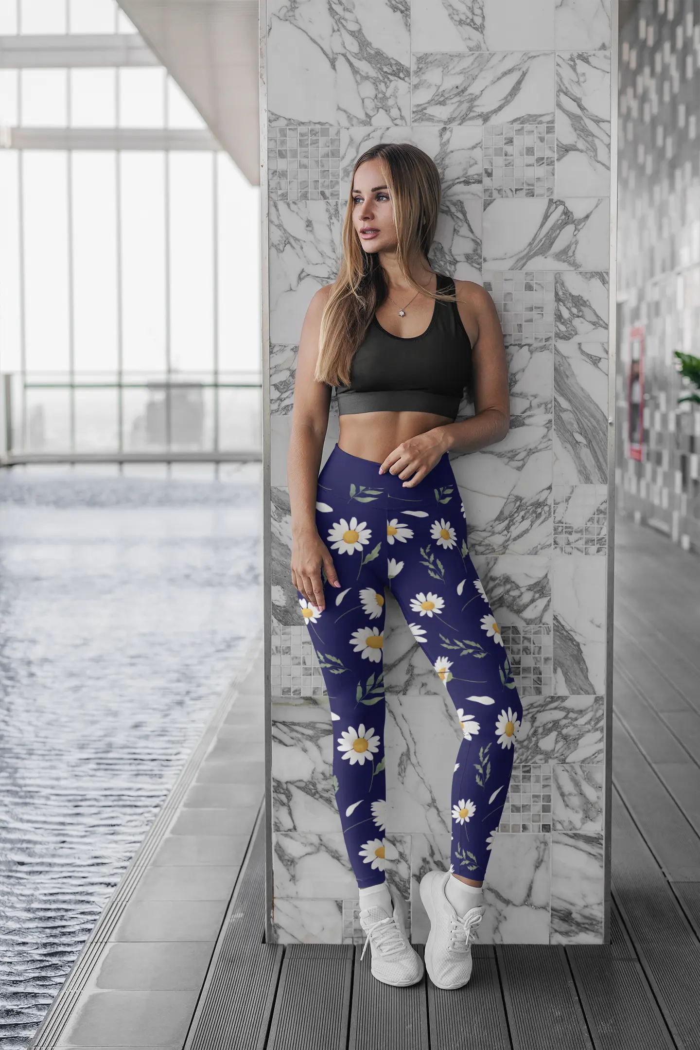 AOP Women BlueBloom Leggings Whozbrand