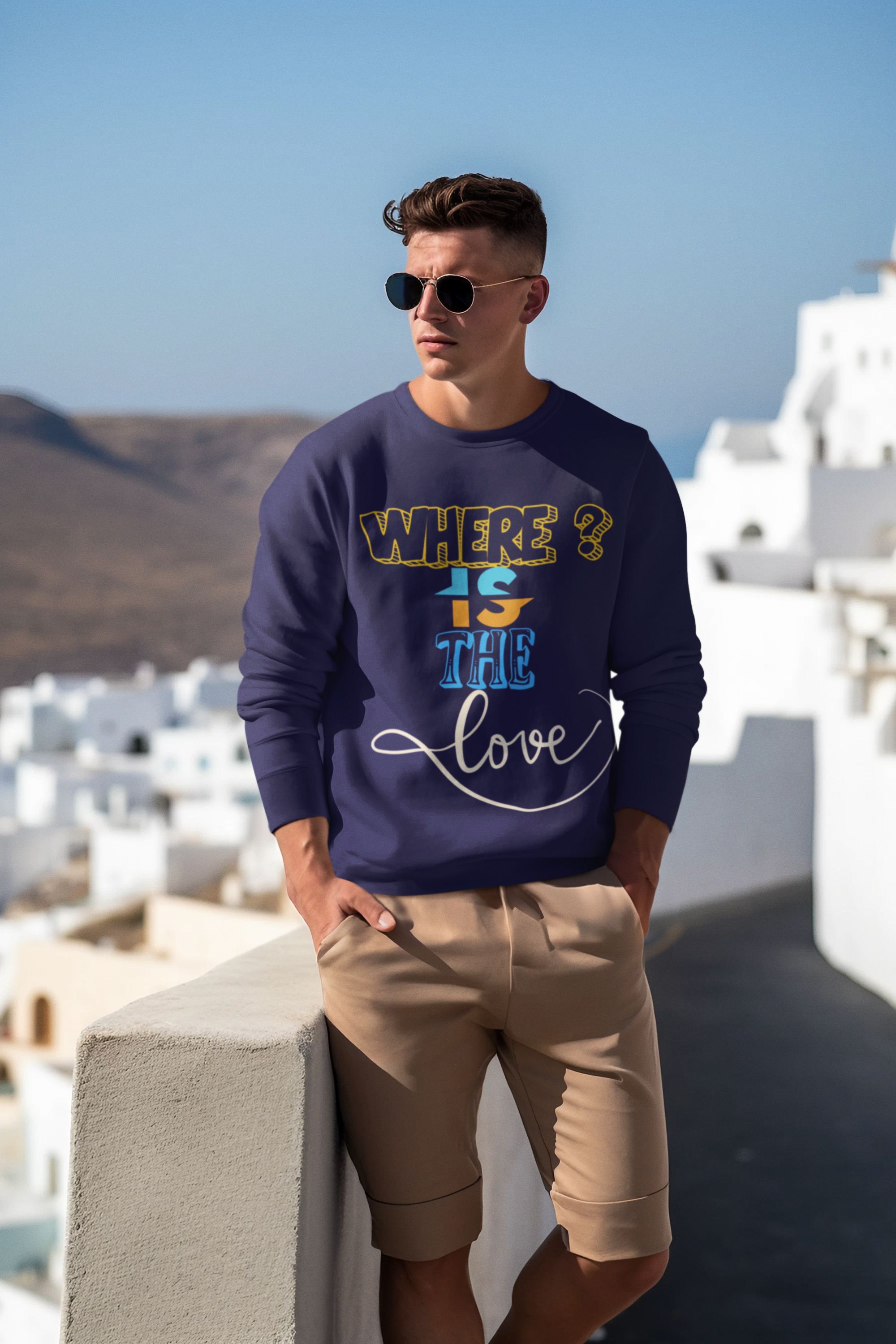 Men Affectionate Embrace Oversized Sweatshirt