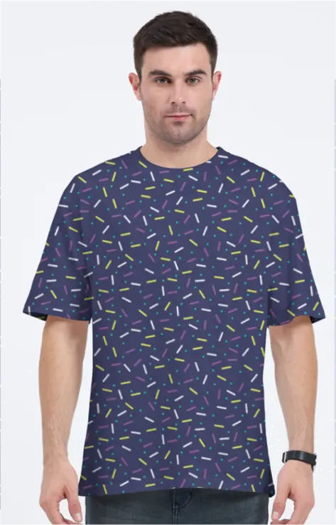 AOP Men Vibrant Pencil Pattern Oversized Tshirt