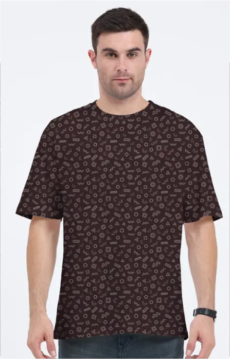 AOP Men Shapes Pattern Oversized Tshirt