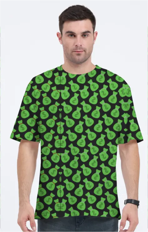 AOP Men Dollar Pattern Oversized Tshirt