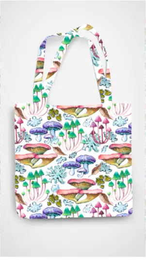 AOP Accessories Mushroom Forest Tote Bag Zipper