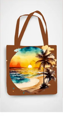 AOP Accessories Sunset Palms Tote Bag Zipper Whozbrand