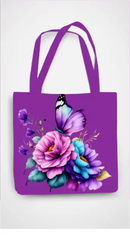 AOP Accessories Lavender Flutter Tote Bag Zipper Whozbrand