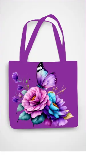 AOP Accessories Lavender Flutter Tote Bag Zipper Whozbrand